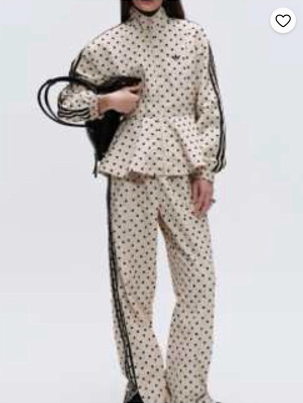 NWT adidas Original X ASOS Black Polka Dot Track Pants in Stone w/ Triple Stripe - Picture 6 of 7